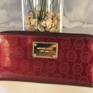 Michael Kors Burgundy Zipper Top Wallet